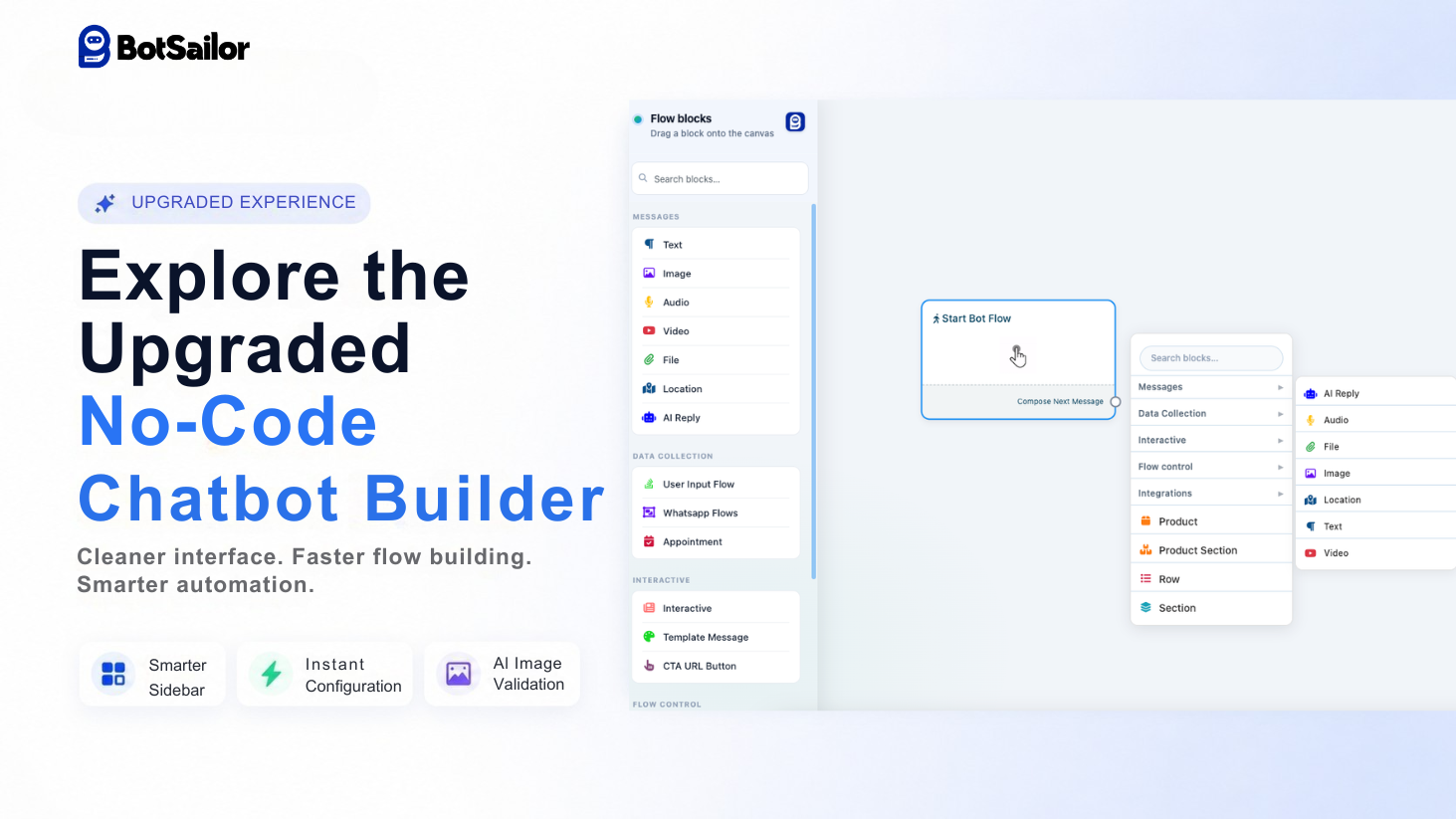 Explore the Upgraded No Code Chatbot Flow Builder | BotSailor